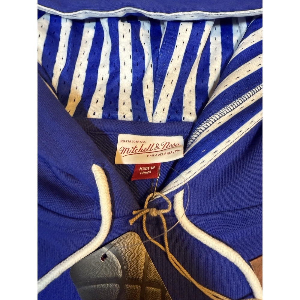 Mitchell & Ness PHILA 76ers Blue Hardwood Classics Short Sleeve Hoodie XL - Picture 6 of 14